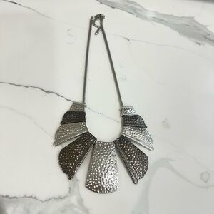 Statement collar necklace Long Chain Alloy silver color, never worn.